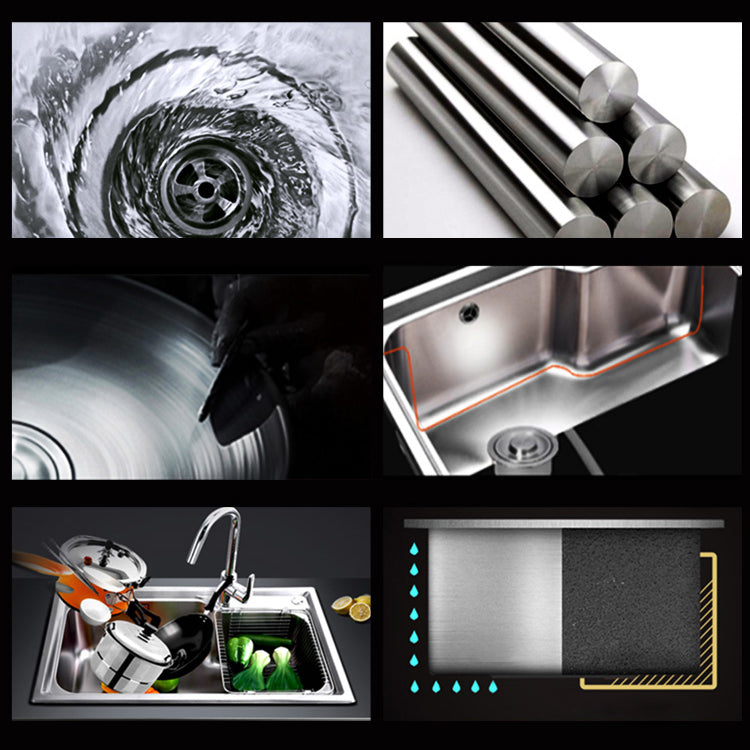 Rectangle 2 Holes Kitchen Sink Stainless Steel Double Basin Sink Clearhalo 'Home Improvement' 'home_improvement' 'home_improvement_kitchen_sinks' 'Kitchen Remodel & Kitchen Fixtures' 'Kitchen Sinks & Faucet Components' 'Kitchen Sinks' 'kitchen_sinks' 6585334