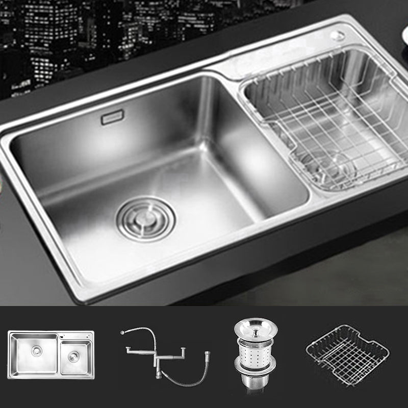 Rectangle 2 Holes Kitchen Sink Stainless Steel Double Basin Sink 31"L x 17"W x 8"H Sink Only None Clearhalo 'Home Improvement' 'home_improvement' 'home_improvement_kitchen_sinks' 'Kitchen Remodel & Kitchen Fixtures' 'Kitchen Sinks & Faucet Components' 'Kitchen Sinks' 'kitchen_sinks' 6585341