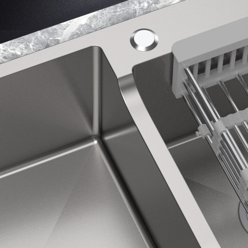 Stainless Steel 2 Holes Sink Contemporary Kitchen Sink with Basket Strainer Clearhalo 'Home Improvement' 'home_improvement' 'home_improvement_kitchen_sinks' 'Kitchen Remodel & Kitchen Fixtures' 'Kitchen Sinks & Faucet Components' 'Kitchen Sinks' 'kitchen_sinks' 6585370