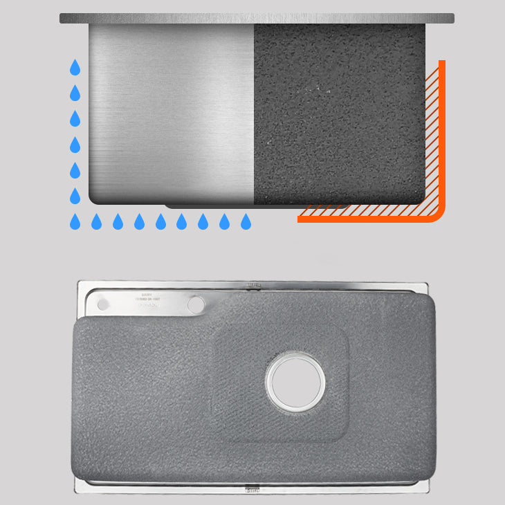 Stainless Steel 1 Holes Sink Contemporary Kitchen Sink with Basket Strainer Clearhalo 'Home Improvement' 'home_improvement' 'home_improvement_kitchen_sinks' 'Kitchen Remodel & Kitchen Fixtures' 'Kitchen Sinks & Faucet Components' 'Kitchen Sinks' 'kitchen_sinks' 6585414