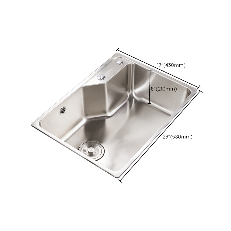 Stainless Steel 1 Holes Sink Contemporary Kitchen Sink with Basket Strainer Clearhalo 'Home Improvement' 'home_improvement' 'home_improvement_kitchen_sinks' 'Kitchen Remodel & Kitchen Fixtures' 'Kitchen Sinks & Faucet Components' 'Kitchen Sinks' 'kitchen_sinks' 6585426