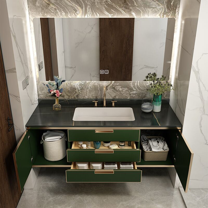 Gorgeous Green Sink Vanity Wall Mount Wooden Bathroom Vanity with Drawers Clearhalo 'Bathroom Remodel & Bathroom Fixtures' 'Bathroom Vanities' 'bathroom_vanities' 'Home Improvement' 'home_improvement' 'home_improvement_bathroom_vanities' 6585475