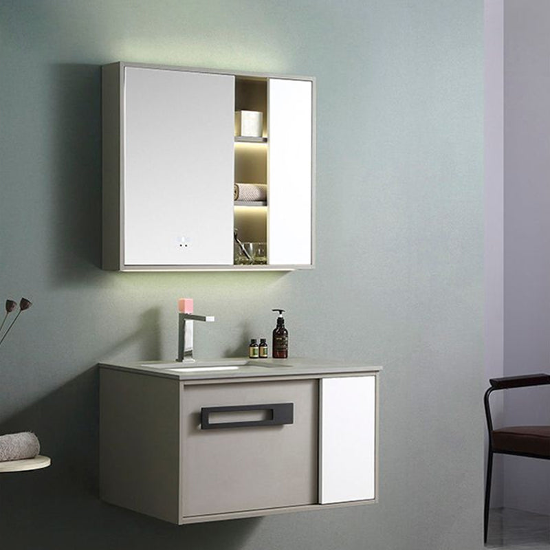 Gorgeous Vanity Sink Wooden Wall-Mounted Standard Vanity Cabinet with Mirror Cabinet Clearhalo 'Bathroom Remodel & Bathroom Fixtures' 'Bathroom Vanities' 'bathroom_vanities' 'Home Improvement' 'home_improvement' 'home_improvement_bathroom_vanities' 6585498
