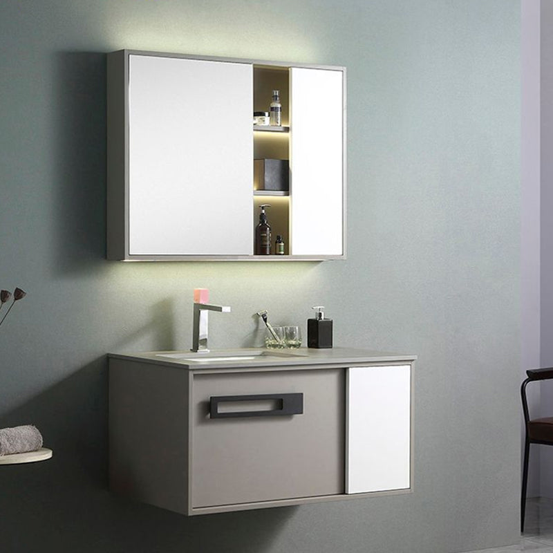 Gorgeous Vanity Sink Wooden Wall-Mounted Standard Vanity Cabinet with Mirror Cabinet Clearhalo 'Bathroom Remodel & Bathroom Fixtures' 'Bathroom Vanities' 'bathroom_vanities' 'Home Improvement' 'home_improvement' 'home_improvement_bathroom_vanities' 6585500