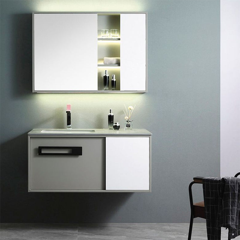 Gorgeous Vanity Sink Wooden Wall-Mounted Standard Vanity Cabinet with Mirror Cabinet Clearhalo 'Bathroom Remodel & Bathroom Fixtures' 'Bathroom Vanities' 'bathroom_vanities' 'Home Improvement' 'home_improvement' 'home_improvement_bathroom_vanities' 6585501