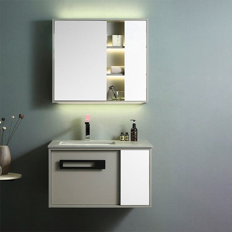 Gorgeous Vanity Sink Wooden Wall-Mounted Standard Vanity Cabinet with Mirror Cabinet Clearhalo 'Bathroom Remodel & Bathroom Fixtures' 'Bathroom Vanities' 'bathroom_vanities' 'Home Improvement' 'home_improvement' 'home_improvement_bathroom_vanities' 6585512