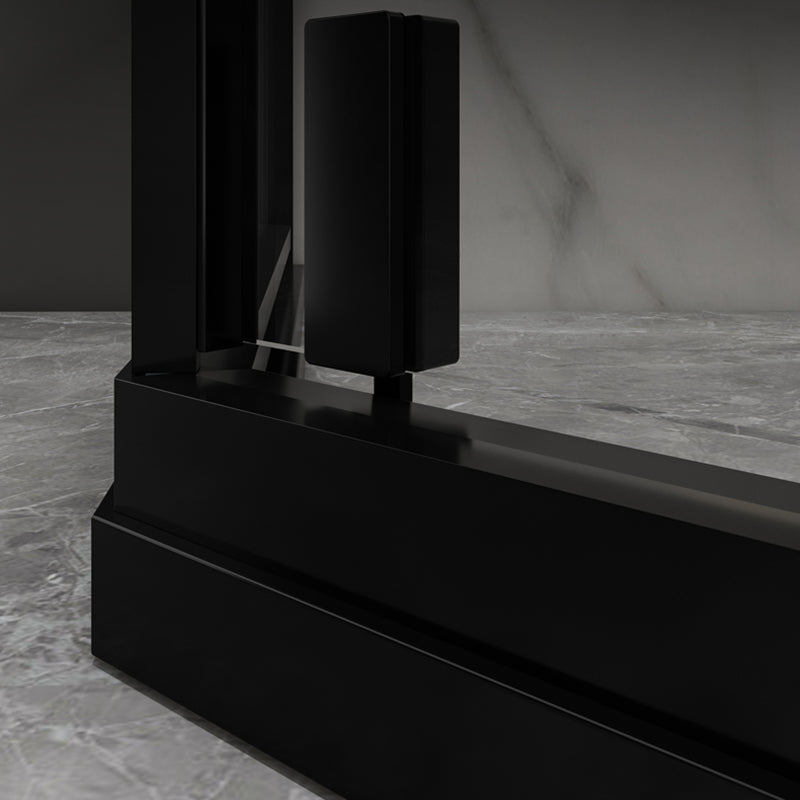 Shower Stall Black Semi-Frameless Black Corner Neo-Angle Shower Stall Clearhalo 'Bathroom Remodel & Bathroom Fixtures' 'Home Improvement' 'home_improvement' 'home_improvement_shower_stalls_enclosures' 'Shower Stalls & Enclosures' 'shower_stalls_enclosures' 'Showers & Bathtubs' 6585584