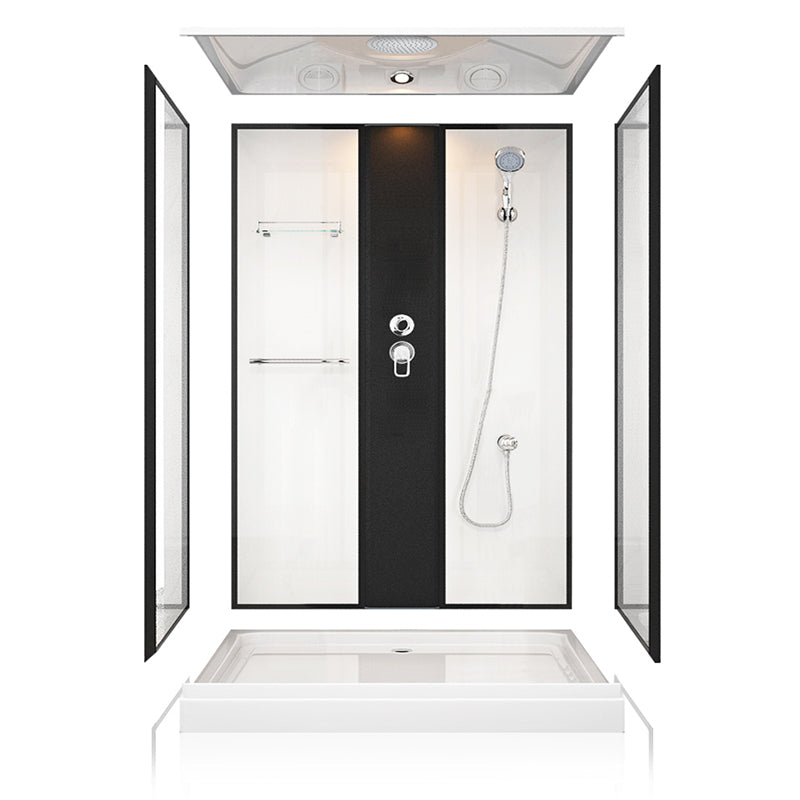 Shower Stall Black Framed Double Sliding Rectangle Shower Stall Clearhalo 'Bathroom Remodel & Bathroom Fixtures' 'Home Improvement' 'home_improvement' 'home_improvement_shower_stalls_enclosures' 'Shower Stalls & Enclosures' 'shower_stalls_enclosures' 'Showers & Bathtubs' 6585604