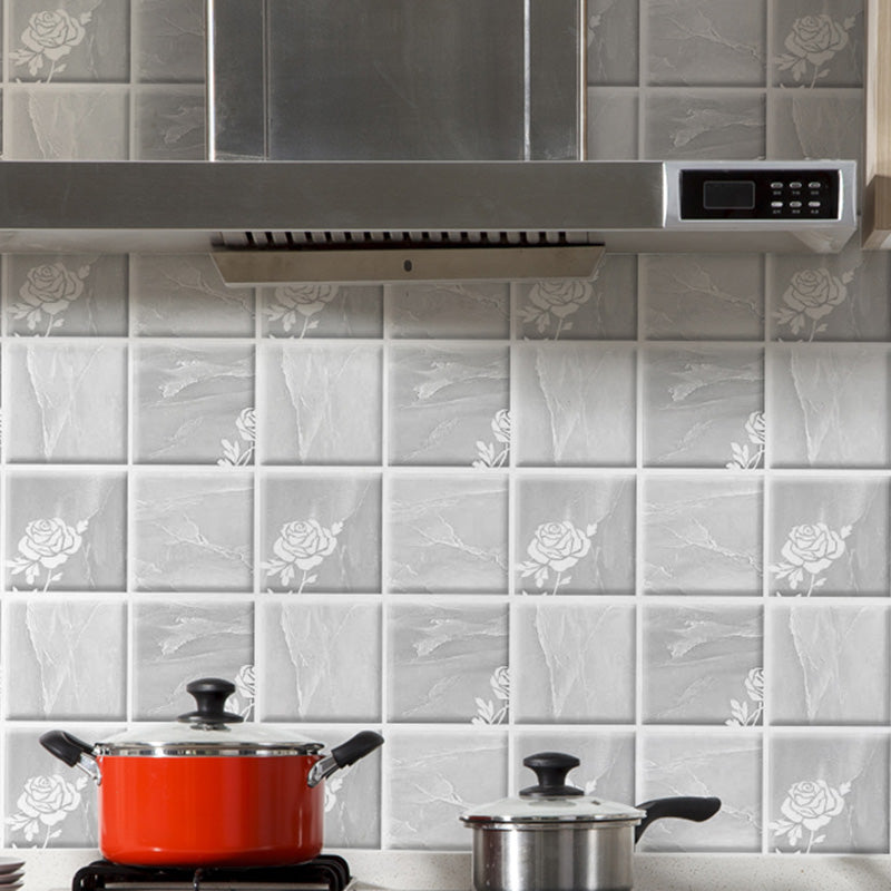 Peel and Stick Wall Tile Plastic Square Mosaic Waterproof Peel and Stick Wall Tile Grey 197"L x 24"W Clearhalo 'Flooring 'Home Improvement' 'home_improvement' 'home_improvement_peel_stick_blacksplash' 'Peel & Stick Backsplash Tile' 'peel_stick_blacksplash' 'Walls & Ceilings' Walls and Ceiling' 6585619
