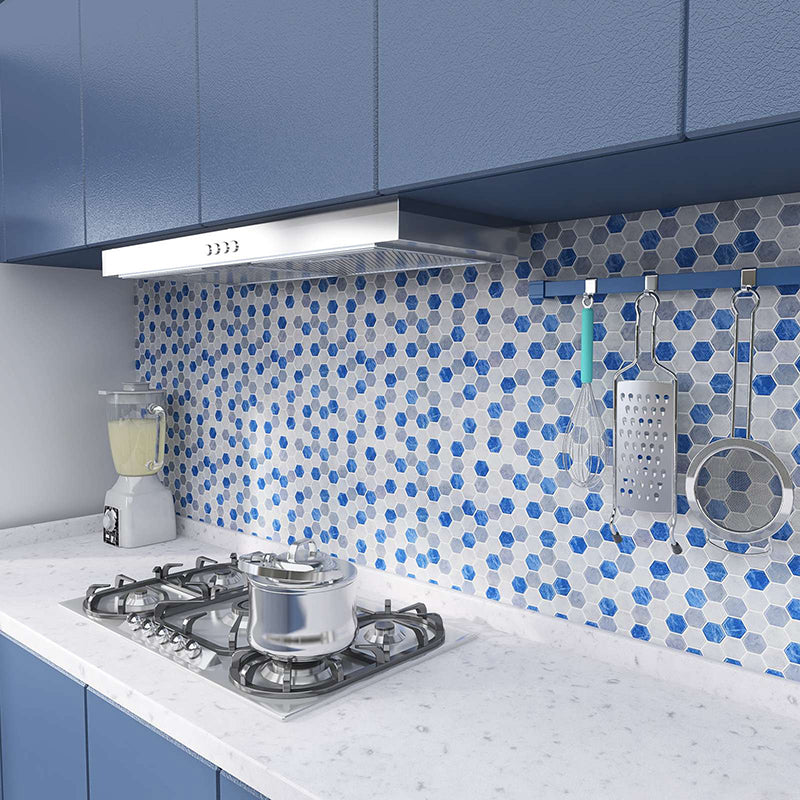 Modern Field Tile Waterproof Hexagon Pattern Peel and Stick Tile Over Tile Blue 180-Piece Set Clearhalo 'Flooring 'Home Improvement' 'home_improvement' 'home_improvement_peel_stick_blacksplash' 'Peel & Stick Backsplash Tile' 'peel_stick_blacksplash' 'Walls & Ceilings' Walls and Ceiling' 6585630