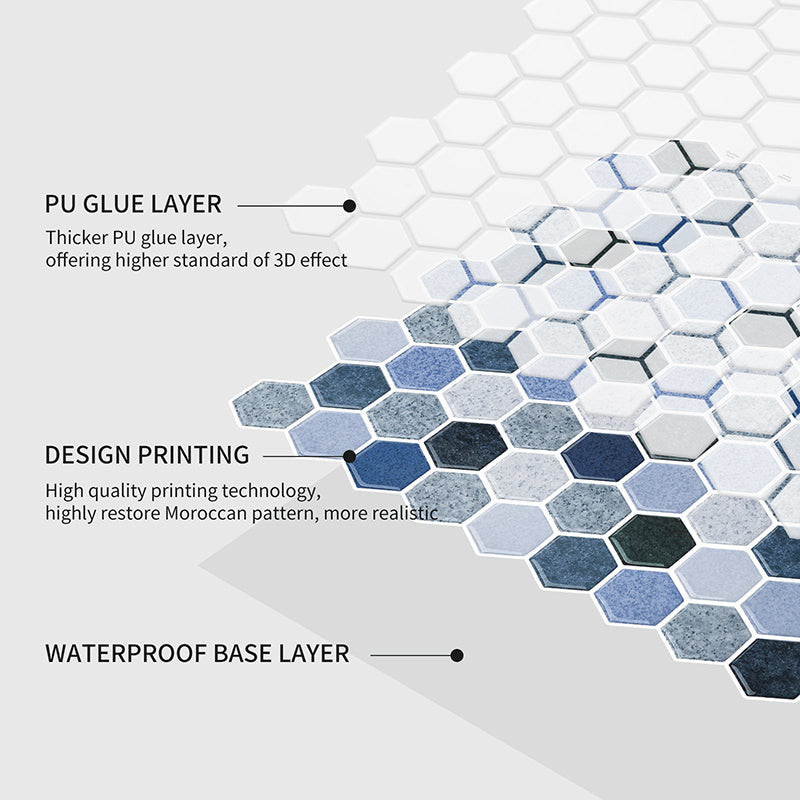 Modern Field Tile Waterproof Hexagon Pattern Peel and Stick Tile Over Tile Clearhalo 'Flooring 'Home Improvement' 'home_improvement' 'home_improvement_peel_stick_blacksplash' 'Peel & Stick Backsplash Tile' 'peel_stick_blacksplash' 'Walls & Ceilings' Walls and Ceiling' 6585636