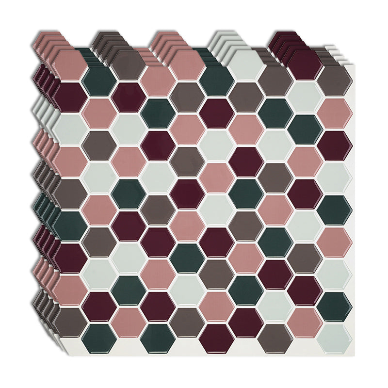 Modern Field Tile Waterproof Hexagon Pattern Peel and Stick Tile Over Tile Pink 180-Piece Set Clearhalo 'Flooring 'Home Improvement' 'home_improvement' 'home_improvement_peel_stick_blacksplash' 'Peel & Stick Backsplash Tile' 'peel_stick_blacksplash' 'Walls & Ceilings' Walls and Ceiling' 6585640