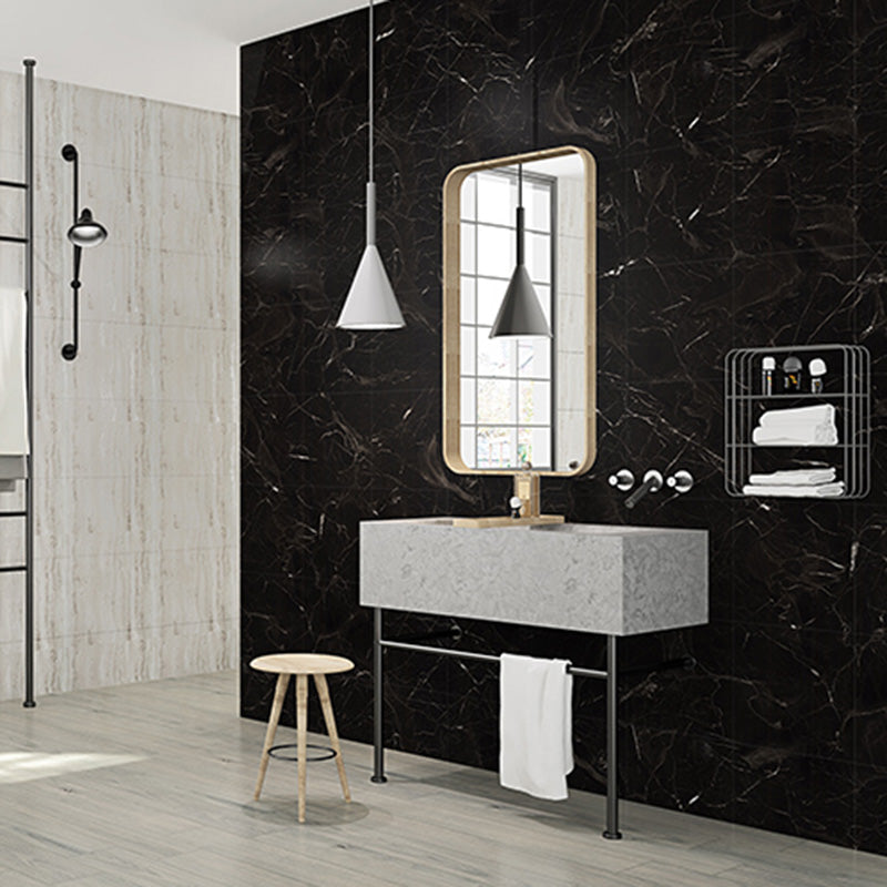 Contemporary Peel and Stick Backsplash Bathroom Field Tile Wallpaper Black 50-Piece Set Clearhalo 'Flooring 'Home Improvement' 'home_improvement' 'home_improvement_peel_stick_blacksplash' 'Peel & Stick Backsplash Tile' 'peel_stick_blacksplash' 'Walls & Ceilings' Walls and Ceiling' 6585683