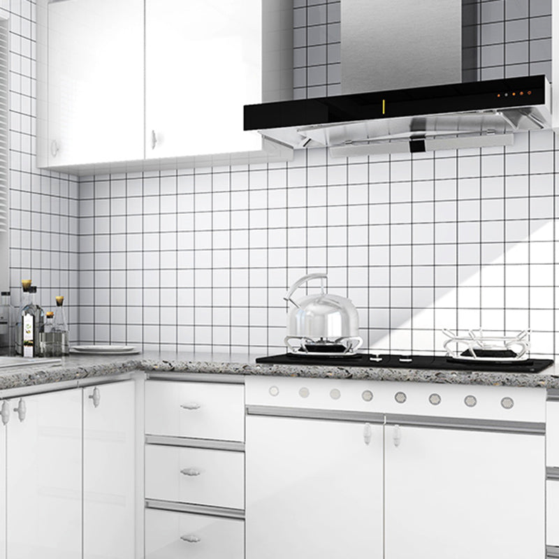 Single Tile Peel and Stick Backsplash Contemporary Kitchen Wallpaper White Plaid 50-Piece Set Clearhalo 'Flooring 'Home Improvement' 'home_improvement' 'home_improvement_peel_stick_blacksplash' 'Peel & Stick Backsplash Tile' 'peel_stick_blacksplash' 'Walls & Ceilings' Walls and Ceiling' 6585686