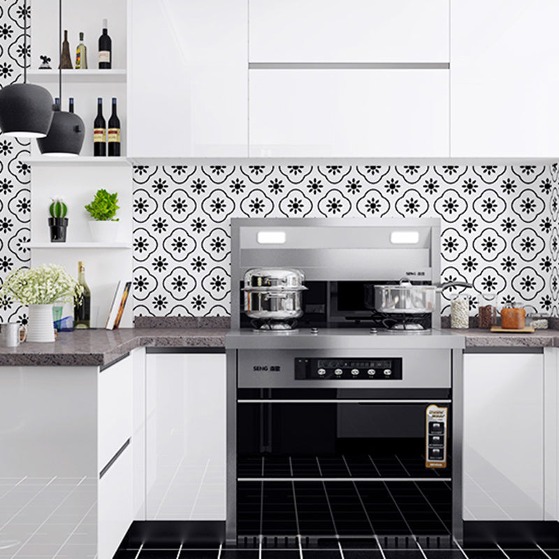 Single Tile Peel and Stick Backsplash Contemporary Kitchen Wallpaper White Carvings 50-Piece Set Clearhalo 'Flooring 'Home Improvement' 'home_improvement' 'home_improvement_peel_stick_blacksplash' 'Peel & Stick Backsplash Tile' 'peel_stick_blacksplash' 'Walls & Ceilings' Walls and Ceiling' 6585704