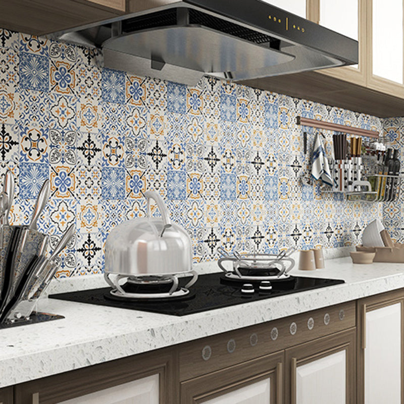 Single Tile Peel and Stick Backsplash Contemporary Kitchen Wallpaper Blue-Yellow 50-Piece Set Clearhalo 'Flooring 'Home Improvement' 'home_improvement' 'home_improvement_peel_stick_blacksplash' 'Peel & Stick Backsplash Tile' 'peel_stick_blacksplash' 'Walls & Ceilings' Walls and Ceiling' 6585706