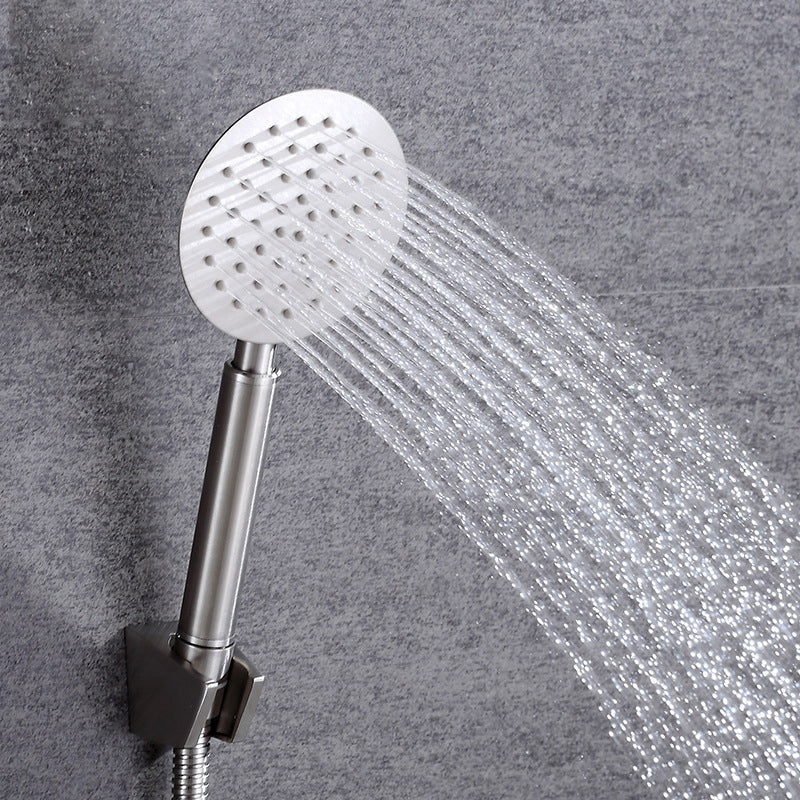 Contemporary Shower Combo Handheld Shower Head Stainless Steel Wall-Mount Shower Head Round Clearhalo 'Bathroom Remodel & Bathroom Fixtures' 'Home Improvement' 'home_improvement' 'home_improvement_shower_heads' 'Shower Heads' 'shower_heads' 'Showers & Bathtubs Plumbing' 'Showers & Bathtubs' 6585791