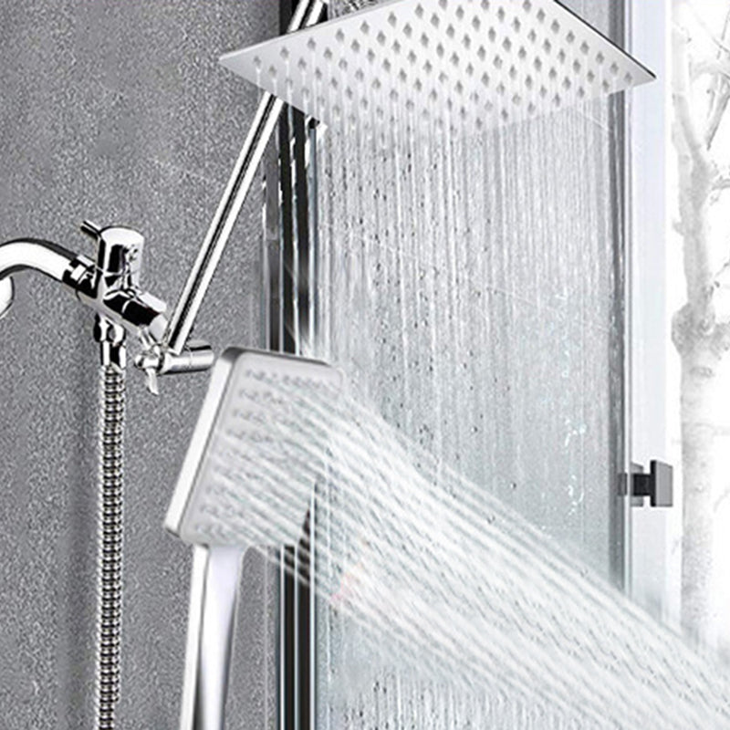 Contemporary Shower Combo Dual Shower Head Ceiling Mounted Square Shower Head Clearhalo 'Bathroom Remodel & Bathroom Fixtures' 'Home Improvement' 'home_improvement' 'home_improvement_shower_heads' 'Shower Heads' 'shower_heads' 'Showers & Bathtubs Plumbing' 'Showers & Bathtubs' 6585807