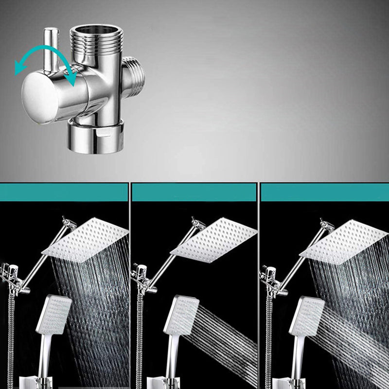 Contemporary Shower Combo Dual Shower Head Ceiling Mounted Square Shower Head Clearhalo 'Bathroom Remodel & Bathroom Fixtures' 'Home Improvement' 'home_improvement' 'home_improvement_shower_heads' 'Shower Heads' 'shower_heads' 'Showers & Bathtubs Plumbing' 'Showers & Bathtubs' 6585813