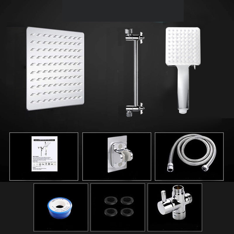 Contemporary Shower Combo Dual Shower Head Ceiling Mounted Square Shower Head Clearhalo 'Bathroom Remodel & Bathroom Fixtures' 'Home Improvement' 'home_improvement' 'home_improvement_shower_heads' 'Shower Heads' 'shower_heads' 'Showers & Bathtubs Plumbing' 'Showers & Bathtubs' 6585814