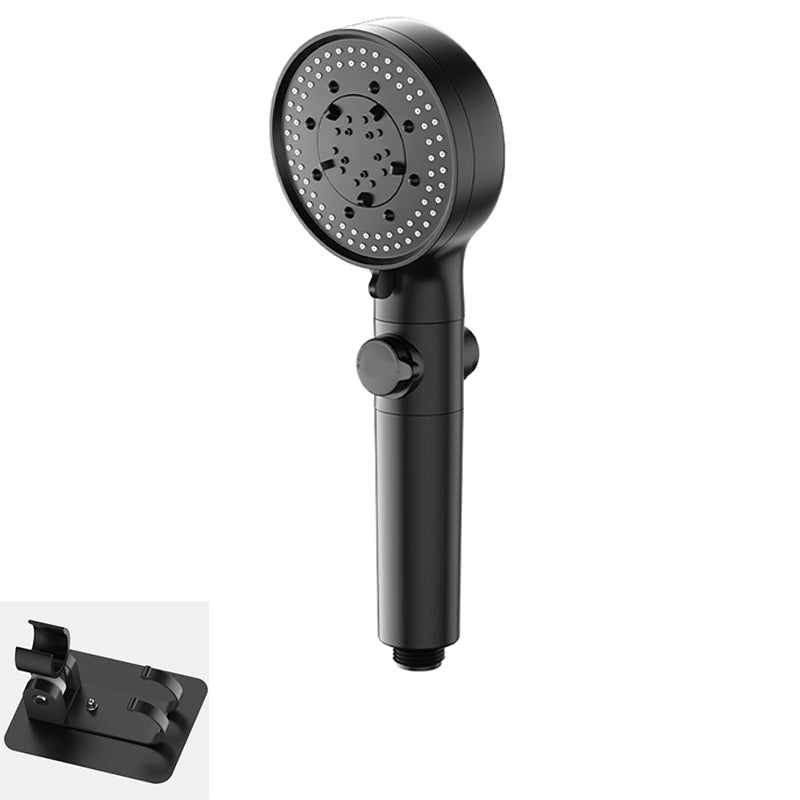 Bathroom Shower Head 5-Jet Round Hand Shower Holder Wall-Mount Shower Head Black Shower Head with Wall Pedestal Hose not included Clearhalo 'Bathroom Remodel & Bathroom Fixtures' 'Home Improvement' 'home_improvement' 'home_improvement_shower_heads' 'Shower Heads' 'shower_heads' 'Showers & Bathtubs Plumbing' 'Showers & Bathtubs' 6585830