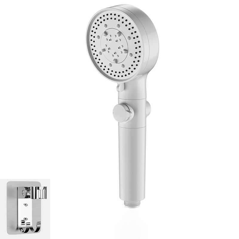 Bathroom Shower Head 5-Jet Round Hand Shower Holder Wall-Mount Shower Head White Shower Head with Wall Pedestal Hose not included Clearhalo 'Bathroom Remodel & Bathroom Fixtures' 'Home Improvement' 'home_improvement' 'home_improvement_shower_heads' 'Shower Heads' 'shower_heads' 'Showers & Bathtubs Plumbing' 'Showers & Bathtubs' 6585833
