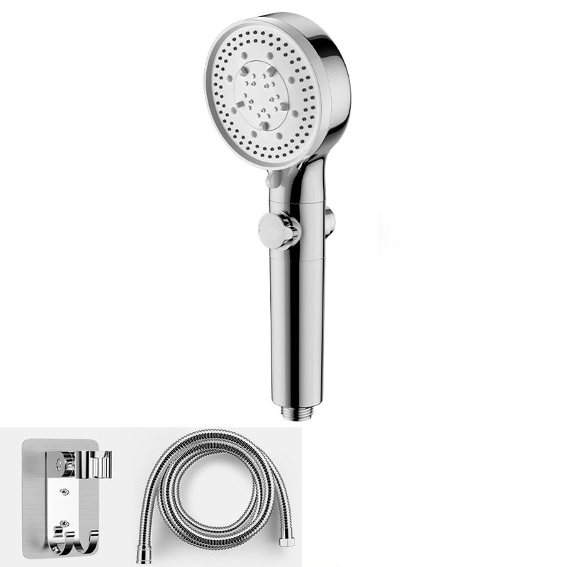 Bathroom Shower Head 5-Jet Round Hand Shower Holder Wall-Mount Shower Head Chrome Shower Heads & Hose & Wall pedestal Clearhalo 'Bathroom Remodel & Bathroom Fixtures' 'Home Improvement' 'home_improvement' 'home_improvement_shower_heads' 'Shower Heads' 'shower_heads' 'Showers & Bathtubs Plumbing' 'Showers & Bathtubs' 6585838