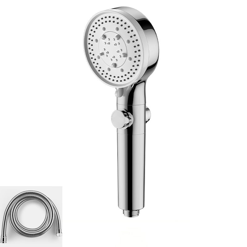 Bathroom Shower Head 5-Jet Round Hand Shower Holder Wall-Mount Shower Head Chrome Shower Head with Hose Clearhalo 'Bathroom Remodel & Bathroom Fixtures' 'Home Improvement' 'home_improvement' 'home_improvement_shower_heads' 'Shower Heads' 'shower_heads' 'Showers & Bathtubs Plumbing' 'Showers & Bathtubs' 6585842