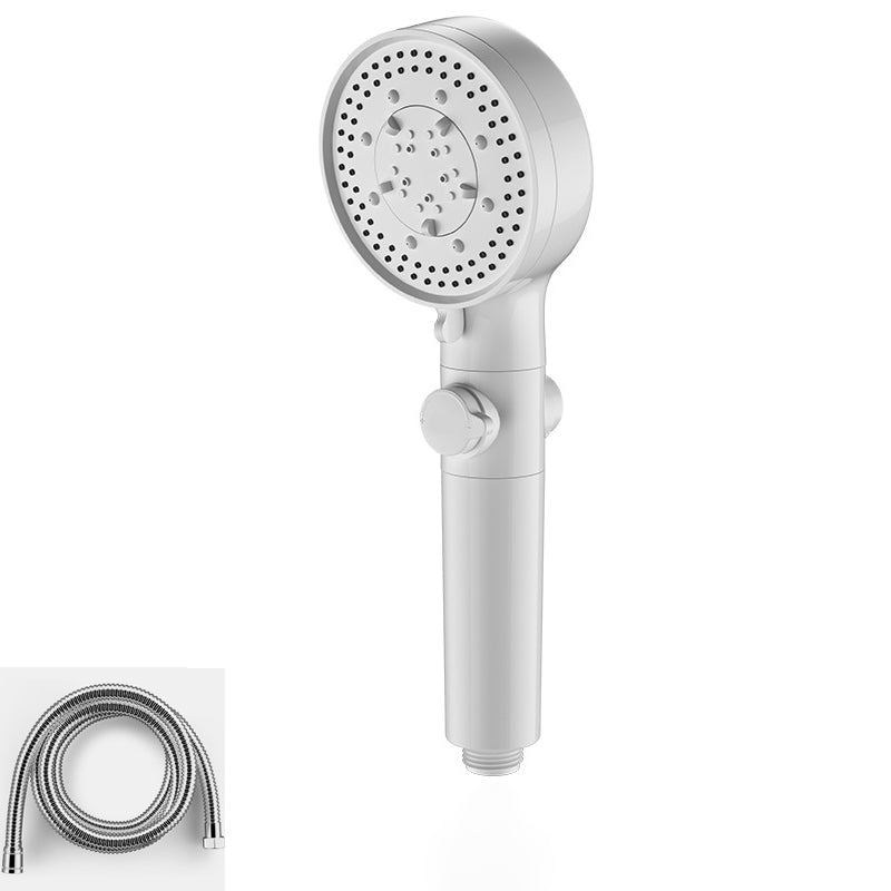 Bathroom Shower Head 5-Jet Round Hand Shower Holder Wall-Mount Shower Head White Shower Head with Hose Clearhalo 'Bathroom Remodel & Bathroom Fixtures' 'Home Improvement' 'home_improvement' 'home_improvement_shower_heads' 'Shower Heads' 'shower_heads' 'Showers & Bathtubs Plumbing' 'Showers & Bathtubs' 6585844