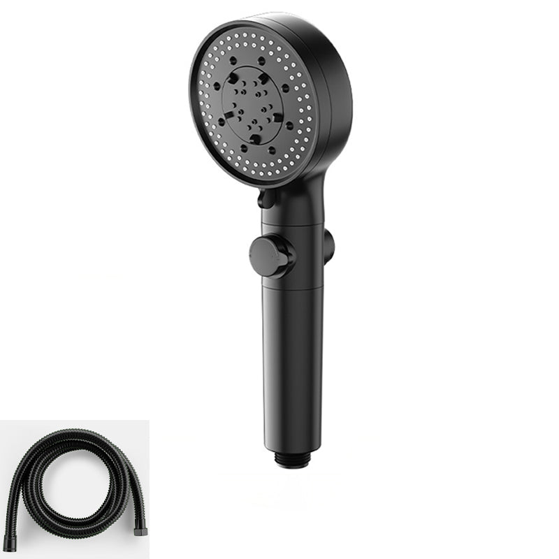 Bathroom Shower Head 5-Jet Round Hand Shower Holder Wall-Mount Shower Head Black Shower Head with Hose Clearhalo 'Bathroom Remodel & Bathroom Fixtures' 'Home Improvement' 'home_improvement' 'home_improvement_shower_heads' 'Shower Heads' 'shower_heads' 'Showers & Bathtubs Plumbing' 'Showers & Bathtubs' 6585846