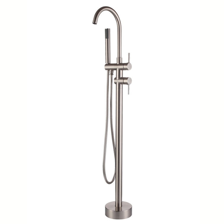 Traditional Floor Mounted Freestanding Tub Filler Double Handles Bathtub Faucet Chrome Clearhalo 'Bathroom Remodel & Bathroom Fixtures' 'Bathtub Faucets' 'bathtub_faucets' 'Home Improvement' 'home_improvement' 'home_improvement_bathtub_faucets' 6585856