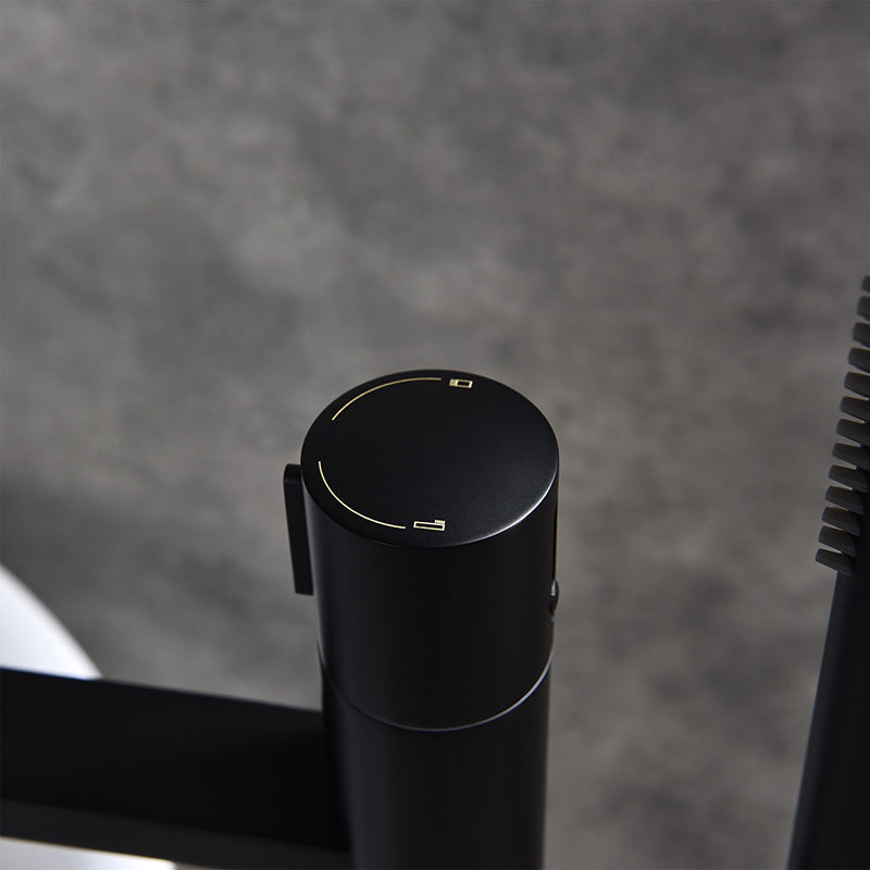 Floor Mounted Metal Freestanding Tub Filler Single Handle Freestanding Tub Filler Trim Clearhalo 'Bathroom Remodel & Bathroom Fixtures' 'Bathtub Faucets' 'bathtub_faucets' 'Home Improvement' 'home_improvement' 'home_improvement_bathtub_faucets' 6585915