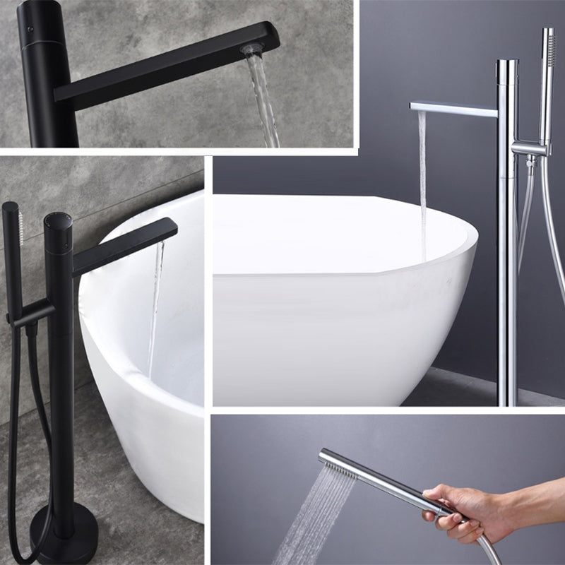 Floor Mounted Metal Freestanding Tub Filler Single Handle Freestanding Tub Filler Trim Clearhalo 'Bathroom Remodel & Bathroom Fixtures' 'Bathtub Faucets' 'bathtub_faucets' 'Home Improvement' 'home_improvement' 'home_improvement_bathtub_faucets' 6585920
