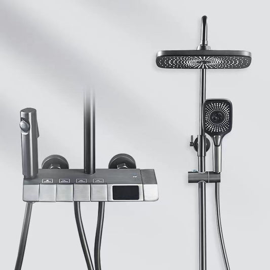 Bathroom Shower System Square Handheld Shower Head Wall Mounted Shower Trim Clearhalo 'Bathroom Remodel & Bathroom Fixtures' 'Home Improvement' 'home_improvement' 'home_improvement_shower_faucets' 'Shower Faucets & Systems' 'shower_faucets' 'Showers & Bathtubs Plumbing' 'Showers & Bathtubs' 6585926