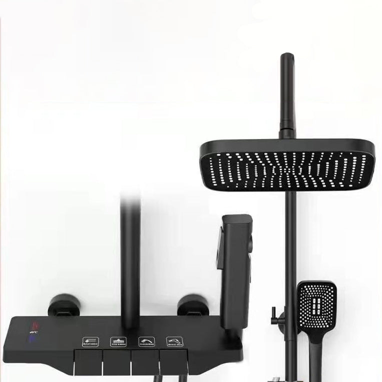 Bathroom Shower System Square Handheld Shower Head Wall Mounted Shower Trim Matte Black Temperature Control Clearhalo 'Bathroom Remodel & Bathroom Fixtures' 'Home Improvement' 'home_improvement' 'home_improvement_shower_faucets' 'Shower Faucets & Systems' 'shower_faucets' 'Showers & Bathtubs Plumbing' 'Showers & Bathtubs' 6585931