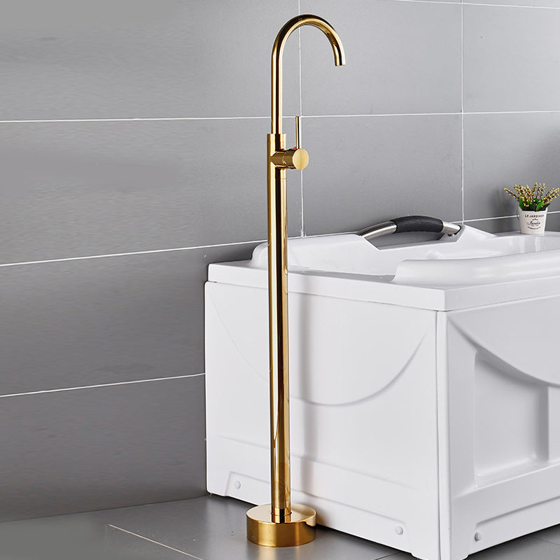 Modern Freestanding Bathtub Faucet One Handle Freestanding Tub Filler Trim Gold Clearhalo 'Bathroom Remodel & Bathroom Fixtures' 'Bathtub Faucets' 'bathtub_faucets' 'Home Improvement' 'home_improvement' 'home_improvement_bathtub_faucets' 6586064
