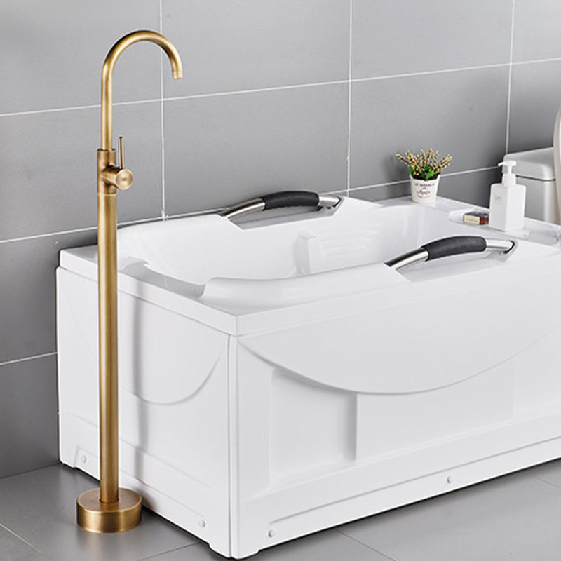 Modern Freestanding Bathtub Faucet One Handle Freestanding Tub Filler Trim Light Gold Clearhalo 'Bathroom Remodel & Bathroom Fixtures' 'Bathtub Faucets' 'bathtub_faucets' 'Home Improvement' 'home_improvement' 'home_improvement_bathtub_faucets' 6586078