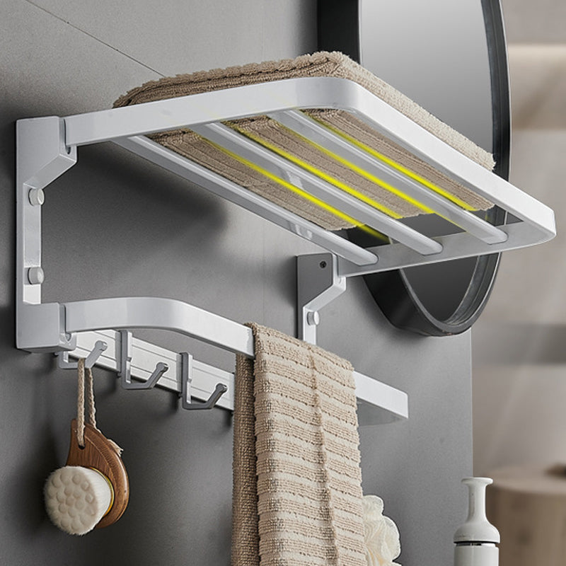 Modern Bathroom Accessory Kit Towel Bar Bath Shelf White Bathroom Accessory Set Clearhalo 'Bathroom Hardware Sets' 'Bathroom Hardware' 'Bathroom Remodel & Bathroom Fixtures' 'bathroom_hardware_sets' 'Home Improvement' 'home_improvement' 'home_improvement_bathroom_hardware_sets' 6587634