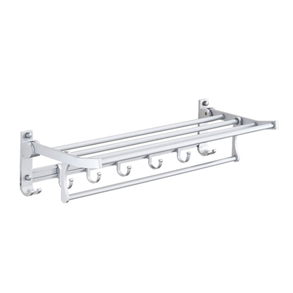 Silver Contemporary Bathroom Hardware Set Stainless Aluminum Bathroom Set 24"L Towel Rack （with Hook) Clearhalo 'Bathroom Hardware Sets' 'Bathroom Hardware' 'Bathroom Remodel & Bathroom Fixtures' 'bathroom_hardware_sets' 'Home Improvement' 'home_improvement' 'home_improvement_bathroom_hardware_sets' 6587664