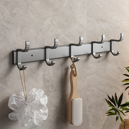 Modern Metal Bathroom Accessory Set Polished Sliver Bath Shelf/Paper Holder/Robe Hooks Towel Robe Hook (Row Hooks) Clearhalo 'Bathroom Hardware Sets' 'Bathroom Hardware' 'Bathroom Remodel & Bathroom Fixtures' 'bathroom_hardware_sets' 'Home Improvement' 'home_improvement' 'home_improvement_bathroom_hardware_sets' 6587763
