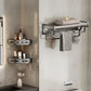 Aluminum Modern Bathroom Accessory Set Polished Gray Bath Shelf/Paper Holder/Robe Hooks 3-Piece Set (Double Rails) Clearhalo 'Bathroom Hardware Sets' 'Bathroom Hardware' 'Bathroom Remodel & Bathroom Fixtures' 'bathroom_hardware_sets' 'Home Improvement' 'home_improvement' 'home_improvement_bathroom_hardware_sets' 6587788