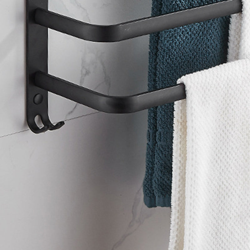 Modern Black Aluminum Bath Hardware Set Towel Bar Bathroom Hardware Clearhalo 'Bathroom Hardware Sets' 'Bathroom Hardware' 'Bathroom Remodel & Bathroom Fixtures' 'bathroom_hardware_sets' 'Home Improvement' 'home_improvement' 'home_improvement_bathroom_hardware_sets' 6587840