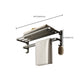 Contemporary Bathroom Accessory Kit Gray Aluminum Bath Shelf/Towel Bar/Robe Hooks Clearhalo 'Bathroom Hardware Sets' 'Bathroom Hardware' 'Bathroom Remodel & Bathroom Fixtures' 'bathroom_hardware_sets' 'Home Improvement' 'home_improvement' 'home_improvement_bathroom_hardware_sets' 6587895