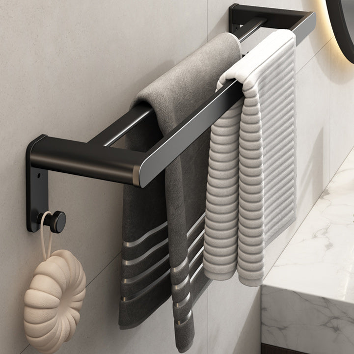 Modern Bath Hardware Set Black Towel Bar Bath Shelf Bathroom Hardware Set Towel Bar (28"L) Clearhalo 'Bathroom Hardware Sets' 'Bathroom Hardware' 'Bathroom Remodel & Bathroom Fixtures' 'bathroom_hardware_sets' 'Home Improvement' 'home_improvement' 'home_improvement_bathroom_hardware_sets' 6588068