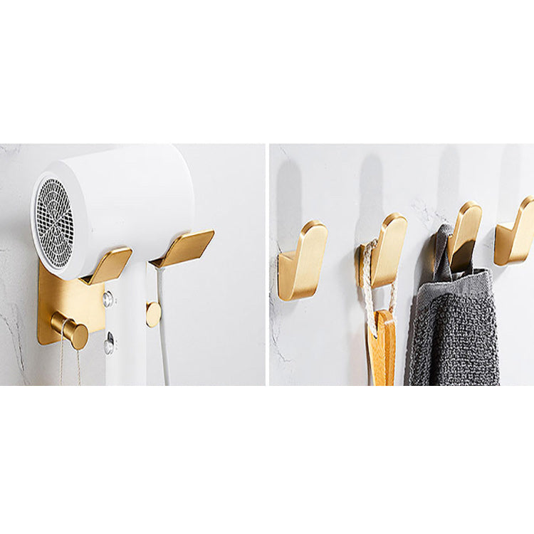 Golden Modern 5-Piece Bathroom Accessory Set Brushed Brass Towel Bar/Paper Holder Clearhalo 'Bathroom Hardware Sets' 'Bathroom Hardware' 'Bathroom Remodel & Bathroom Fixtures' 'bathroom_hardware_sets' 'Home Improvement' 'home_improvement' 'home_improvement_bathroom_hardware_sets' 6588111