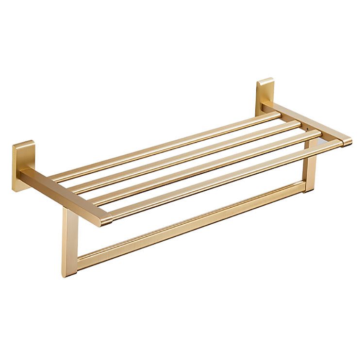 Golden Modern 5-Piece Bathroom Accessory Set Brushed Brass Towel Bar/Paper Holder Clearhalo 'Bathroom Hardware Sets' 'Bathroom Hardware' 'Bathroom Remodel & Bathroom Fixtures' 'bathroom_hardware_sets' 'Home Improvement' 'home_improvement' 'home_improvement_bathroom_hardware_sets' 6588115