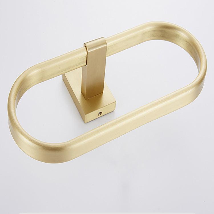 Golden Modern 5-Piece Bathroom Accessory Set Brushed Brass Towel Bar/Paper Holder Clearhalo 'Bathroom Hardware Sets' 'Bathroom Hardware' 'Bathroom Remodel & Bathroom Fixtures' 'bathroom_hardware_sets' 'Home Improvement' 'home_improvement' 'home_improvement_bathroom_hardware_sets' 6588119