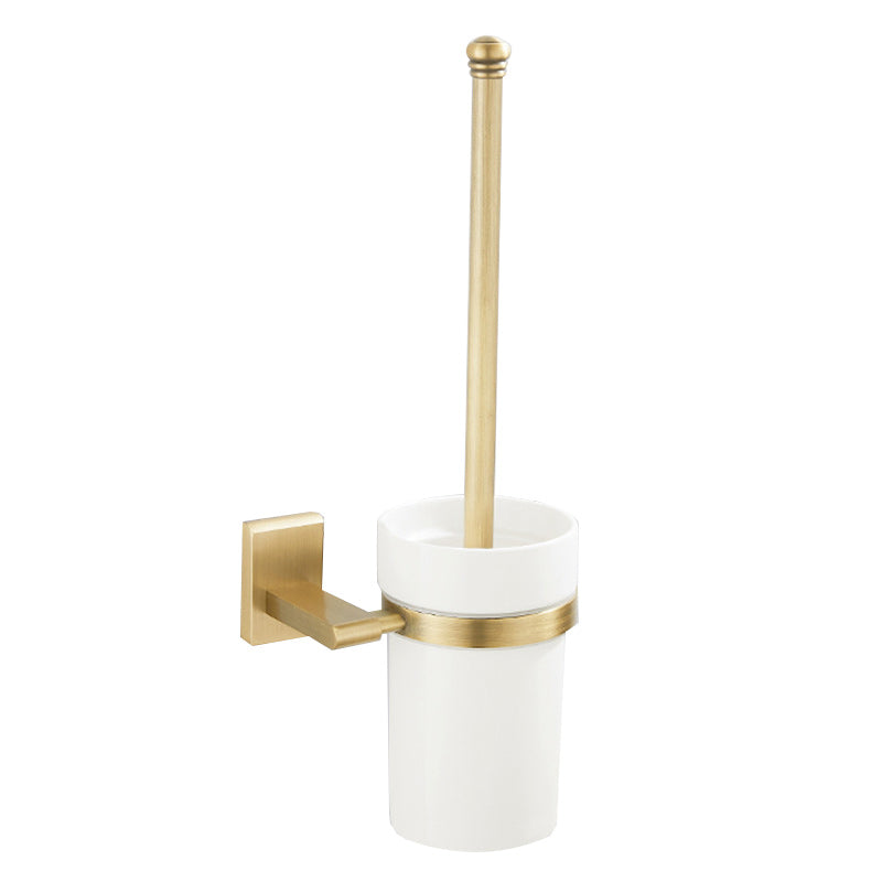 Golden Modern 5-Piece Bathroom Accessory Set Brushed Brass Towel Bar/Paper Holder Clearhalo 'Bathroom Hardware Sets' 'Bathroom Hardware' 'Bathroom Remodel & Bathroom Fixtures' 'bathroom_hardware_sets' 'Home Improvement' 'home_improvement' 'home_improvement_bathroom_hardware_sets' 6588131