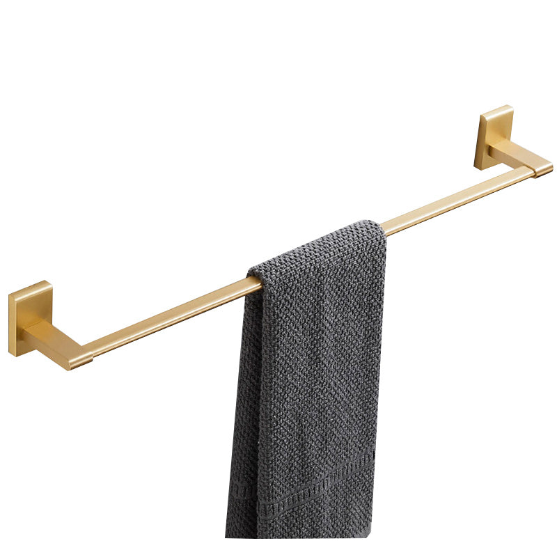 Golden Modern 5-Piece Bathroom Accessory Set Brushed Brass Towel Bar/Paper Holder Clearhalo 'Bathroom Hardware Sets' 'Bathroom Hardware' 'Bathroom Remodel & Bathroom Fixtures' 'bathroom_hardware_sets' 'Home Improvement' 'home_improvement' 'home_improvement_bathroom_hardware_sets' 6588133