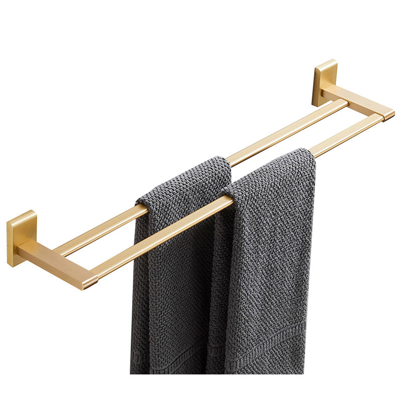 Golden Modern 5-Piece Bathroom Accessory Set Brushed Brass Towel Bar/Paper Holder Clearhalo 'Bathroom Hardware Sets' 'Bathroom Hardware' 'Bathroom Remodel & Bathroom Fixtures' 'bathroom_hardware_sets' 'Home Improvement' 'home_improvement' 'home_improvement_bathroom_hardware_sets' 6588135